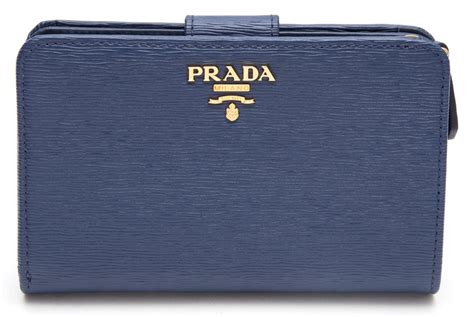 Prada Portafoglio Lampo Logo In Blue 